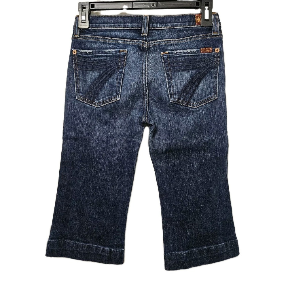 7 FOR ALL MANKIND Dojo Crop Jeans Girls Size 12 (26x14) Blue Denim Bohemian EUC‎